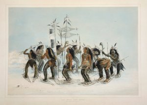Der Schneeschuh-Tanz, veröffentlicht 1845, Farblithographie