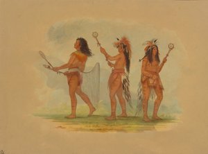 Drei berühmte Ballspieler - Choctaw, Sioux und Ojibbeway von George Catlin