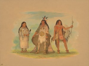Drei Minatarree Indianer, 1861