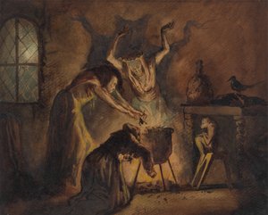 Szene mit drei Hexen aus Shakespeares Macbeth von George Cattermole