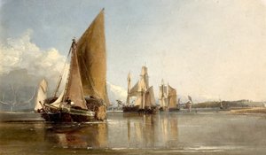 Boote fahren in die Medway ein