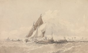 Segelbarken und Boote in rauer See