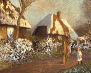 Hütten an einem frostigen Abend von George Clausen