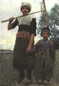 Kleine Heuarbeiter, Nordholland von George Clausen