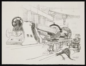 Ein großes Geschütz drehen von George Clausen