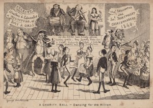Ein Wohltätigkeitsball - Tanzen für die Million; Karikatur von George Cruikshank