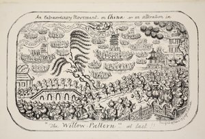 Eine außergewöhnliche Bewegung in China - oder - eine Änderung im Weidenmuster endlich!!, veröffentlicht 1853 von George Cruikshank