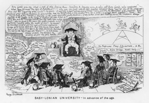 Baby-Lonian Universität, im Voraus des Zeitalters (Stich) von George Cruikshank
