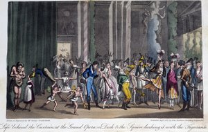 Hinter den Kulissen der Oper - in „Life in Paris“ von David Carey, London von George Cruikshank