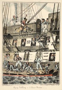 Fliegende Artillerie oder ein Pferdemarine, aus Greenwich Hospital, eine Serie von Marine-Skizzen, die das Leben eines Kriegsschiffsmanns beschreiben, veröffentlicht 1826 von George Cruikshank