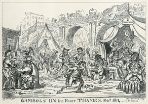 Spiele auf der Themse, Februar 1814 von George Cruikshank