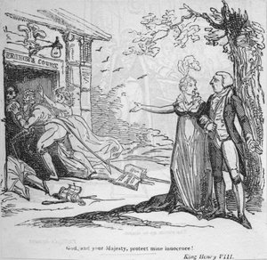 Gott und Eure Majestät, schützt meine Unschuld, ca. 1820 von George Cruikshank