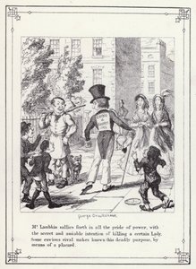 Illustration für Das Buch des Junggesellen oder Der Fortschritt von Mr. Lambkin (Gent) (Gravur) von George Cruikshank
