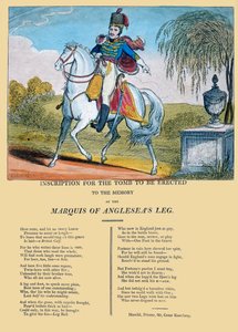 Inschrift für das Grabmal, das zum Gedenken an das Bein des Marquis von Anglesea errichtet werden soll, veröffentlicht von R. Harrild, ca. 1815 von George Cruikshank