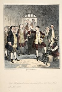 Jack Sheppards Fesseln werden in der Steinhall von Newgate abgeschlagen, Illustration aus Jack Sheppard: Eine Romanze von William Harrison Ainsworth, veröffentlicht 1839