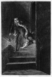 Lawrence Nightgall zieht Cicely die geheimen Treppen im Salt Tower hinunter, 1840
