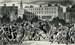 Straßenkampf in London, frühes 19. Jahrhundert