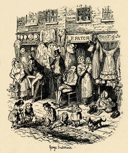 Monmouth Street, Soho, eine Illustration von G. Cruikshank für Dickens Sketches by Boz, 1938 von George Cruikshank