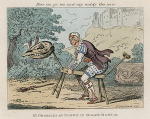 Mr. Joseph Grimaldi als Clown in Dulce Domum von George Cruikshank