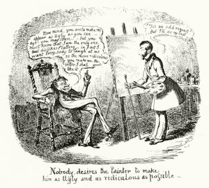 Niemand wünscht, dass der Maler ihn so hässlich und lächerlich wie möglich macht (Gravur) von George Cruikshank