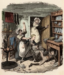 Oliver fasst Mut - Illustration für "Oliver Twist" (Die Abenteuer von Oliver Twist) von Charles Dickens (1812-1870), von George Cruikshank (1792-1878)