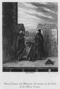 Simon Renard und Winwike der Wächter auf dem Dach des Weißen Turms (Gravur)