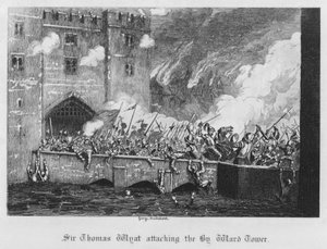 Sir Thomas Wyat greift den By Ward Tower an (Gravur) von George Cruikshank