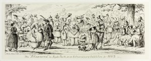 Die "Bloomers" im Hyde Park oder eine außergewöhnliche Ausstellung für 1852 aus George Cruikshanks Stahlradierungen zu The Comic Almanacks: 1835-1853 von George Cruikshank