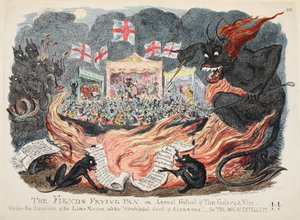 Die Teufelspfanne oder das jährliche Fest der Torheit und des Lasters, veröffentlicht 1832 von George Cruikshank