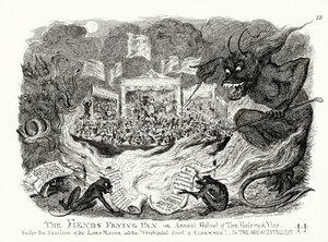 Die Teufelspfanne oder das jährliche Fest der Narrheit und des Lasters unter der Schirmherrschaft des Lord Mayor und des ehrwürdigen Hofes der Aldermen! Im Zeitalter des Intellekts!! von George Cruikshank