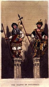 Die Riesen in der Guildhall, veröffentlicht ca. 1824 von George Cruikshank