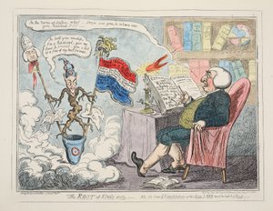 Die Wurzel des königlichen Übels, veröffentlicht 1835 (handkolorierte Gravur)