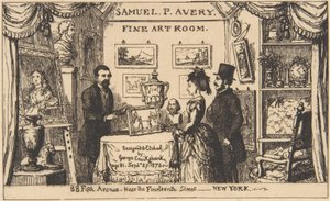 Werbekarte für Samuel P. Avery - Raum für bildende Kunst von George Cruikshank