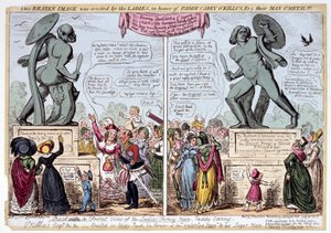 Frauen bewundern die Statue von Achilles, Hyde Park, London, 1822 von George Cruikshank