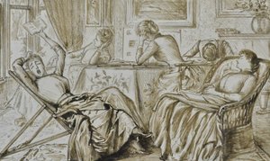 Langeweile, ca. 1880-90 (Stift & Tinte) von George du Maurier