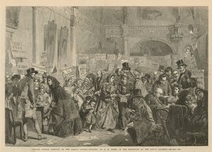 Wahl des Waisenbabys im London Tavern (Stich) von George Elgar Hicks