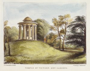 Tempel der Sonne, Arboretum, Kew Gardens, Tafel 20 aus Kew Gardens: Eine Serie von vierundzwanzig Zeichnungen auf Stein, graviert von Charles Hullmandel (1789-1850), veröffentlicht 1820