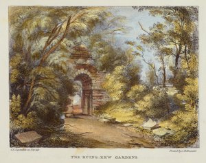 Die Ruinen, Kew Gardens, Tafel 15 aus Kew Gardens: Eine Serie von vierundzwanzig Zeichnungen auf Stein, graviert von Charles Hullmandel (1789-1850), veröffentlicht 1820