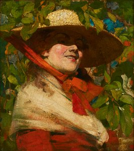 Mädchen mit Strohhut (Öl auf Leinwand)