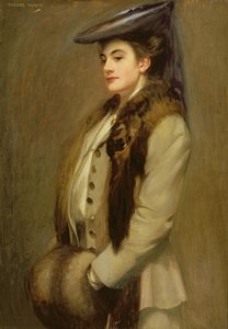 Porträt einer Dame mit Pelzstola und Muff