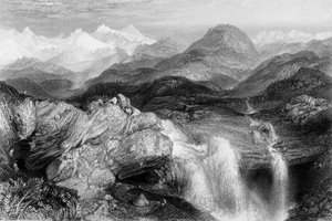 Wasserfälle in der Nähe der Quelle des Jumna, 1838