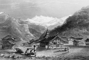 Kursalee, - Ein Dorf im Himalaya-Gebirge, Indien, 1838