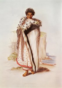 Rangitakina, ein Häuptling der Bay of Plenty an der Ostküste, Illustration aus New Zealand Illustrated, graviert von W. Hawkins, ca. 1845