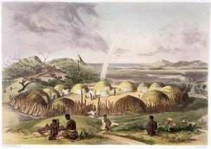 Zulu-Kraal in der Nähe von Umlazi, Natal, 1849