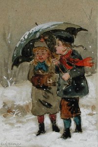Kinder spielen im Schnee von George Goodwin Kilburne