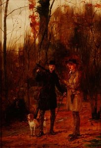 Zwei Männer schießen auf einen Waldschnepfe von George Goodwin Kilburne