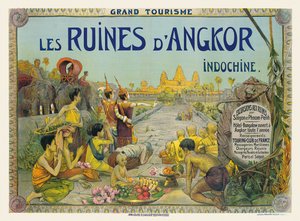 Französisches Poster, das die Tempel von Angkor in Indochina bewirbt