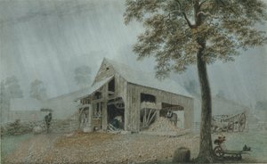 Regensturm, Apfelweinfabrik in Redding, Connecticut, ca. 1840 von George Harvey