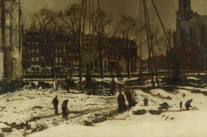 Durchbruch der Raadhuisstraat im Winter von George Hendrik Breitner