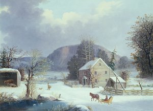 Neuengland-Farm an einer Winterstraße, 1854 von George Henry Durrie